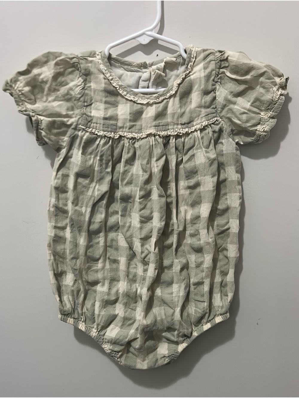 Seagrass Seersucker Gingham Emilie Romper